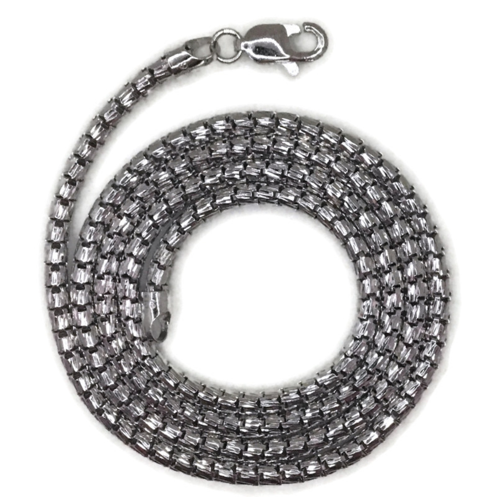 White Gold On Silver Necklace Round Snake Chain